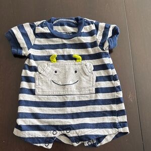 Simple Joys Blue and Gray Striped Baby Romper